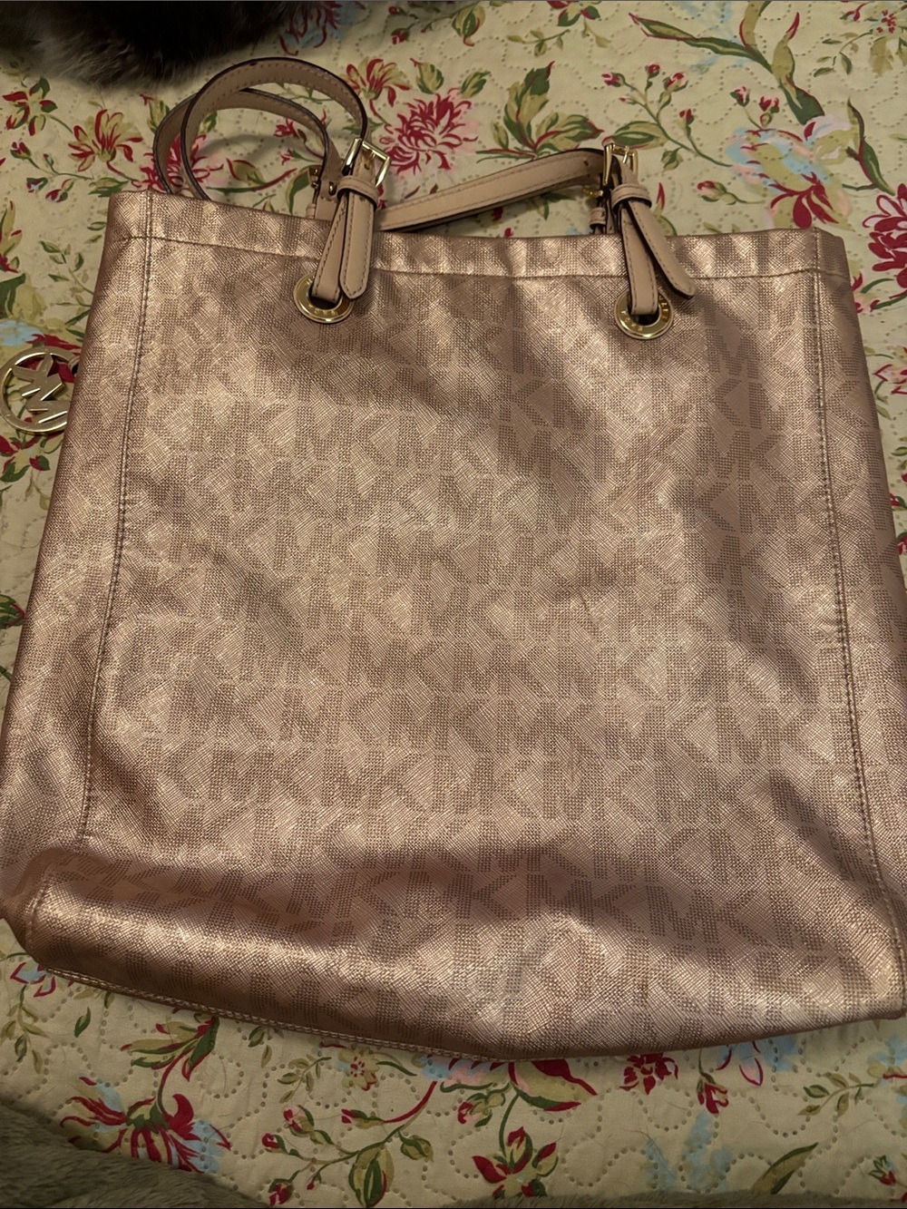 MK Monogram Jacquard Tote or Handbag Interior Lining in Light Taupe